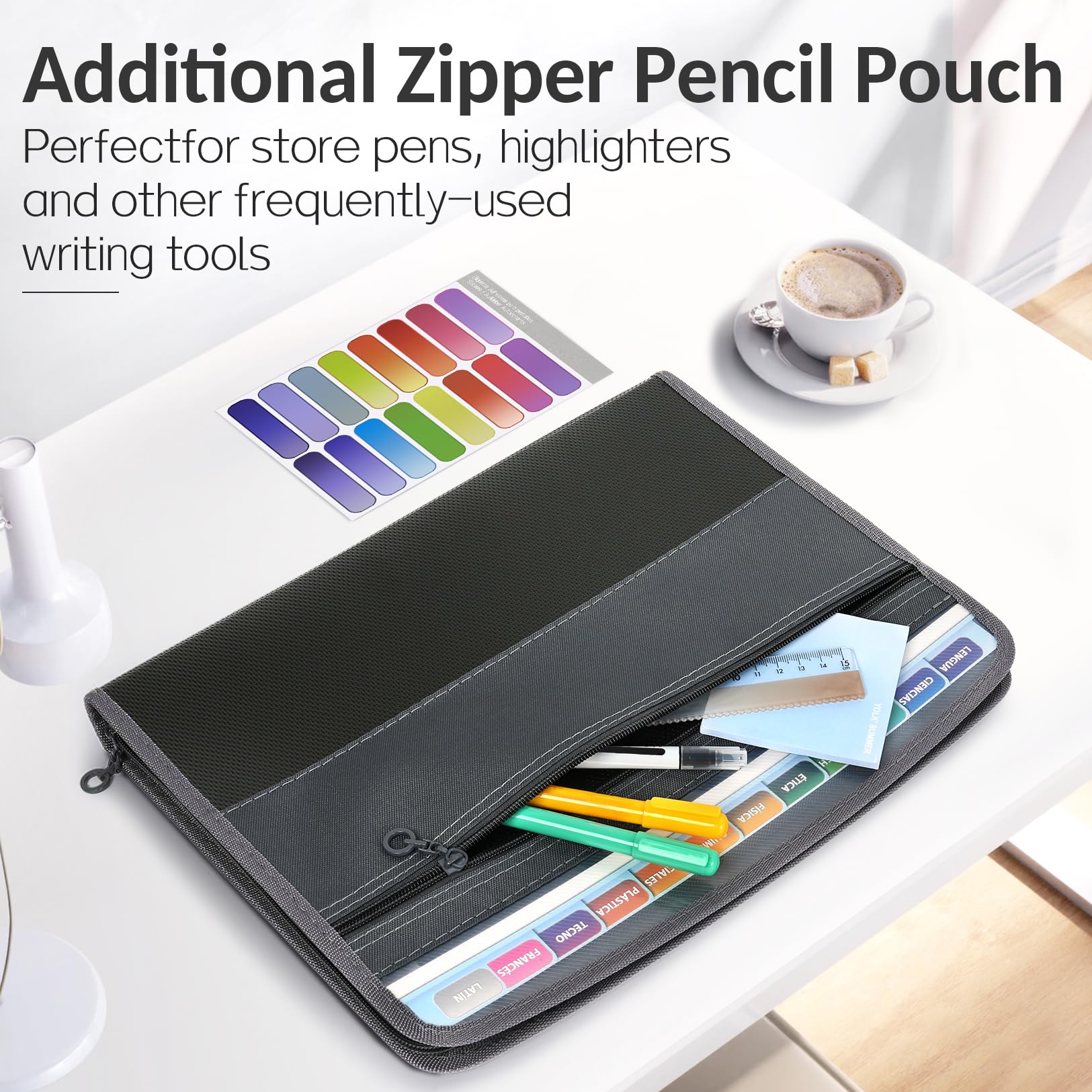 Amazon.com : Sooez Accordion File Organizer with Safe Zipper, 8